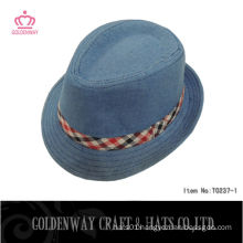 Men blue small vintage fedora hats